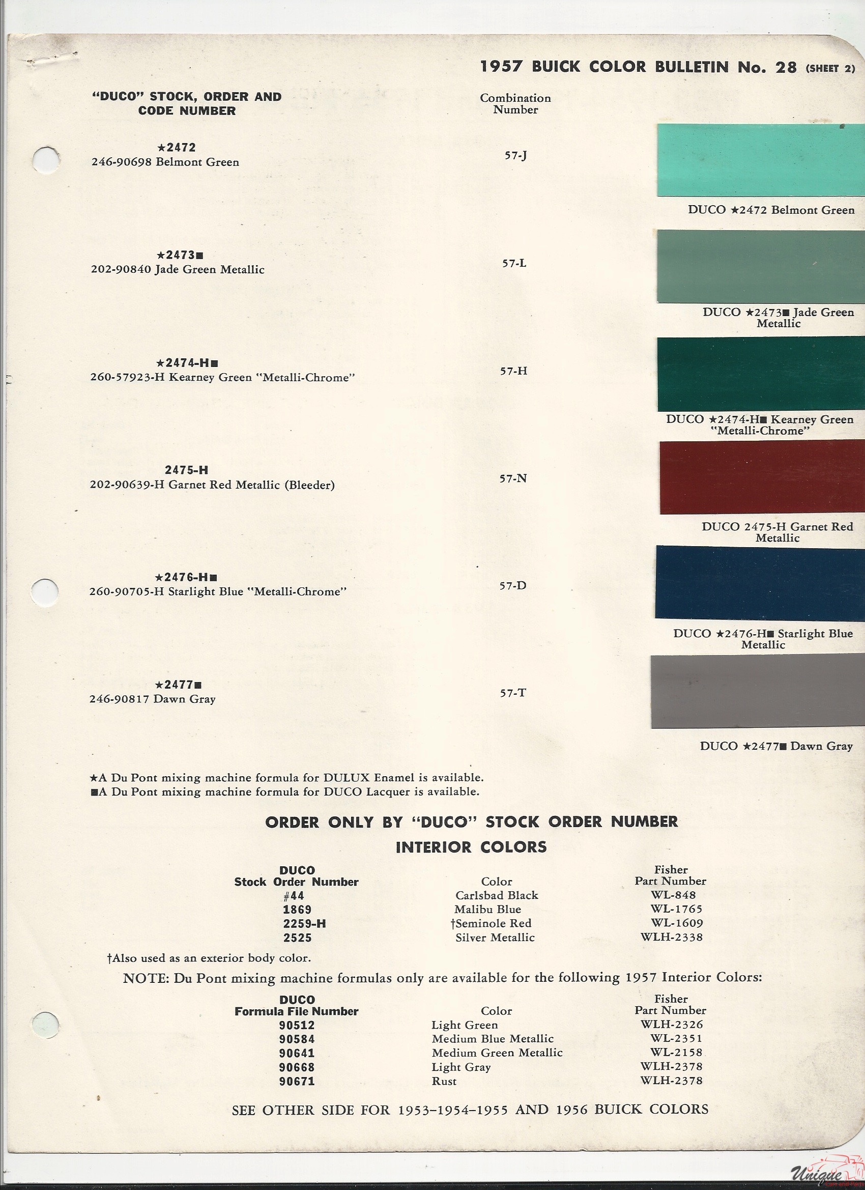 1957 Buick-2 Paint Charts